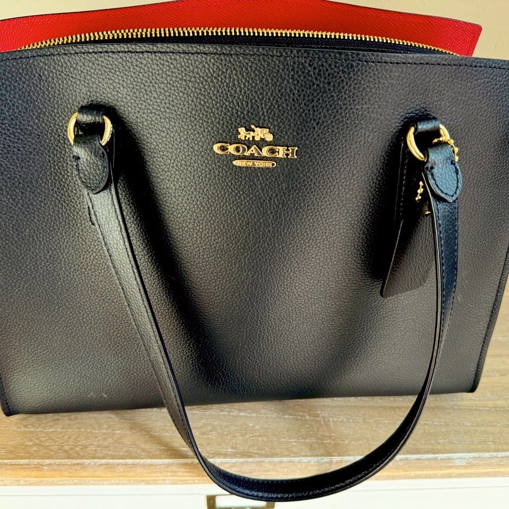 Black Coach bag with Gold tone hardware. - Picture 7 of 8